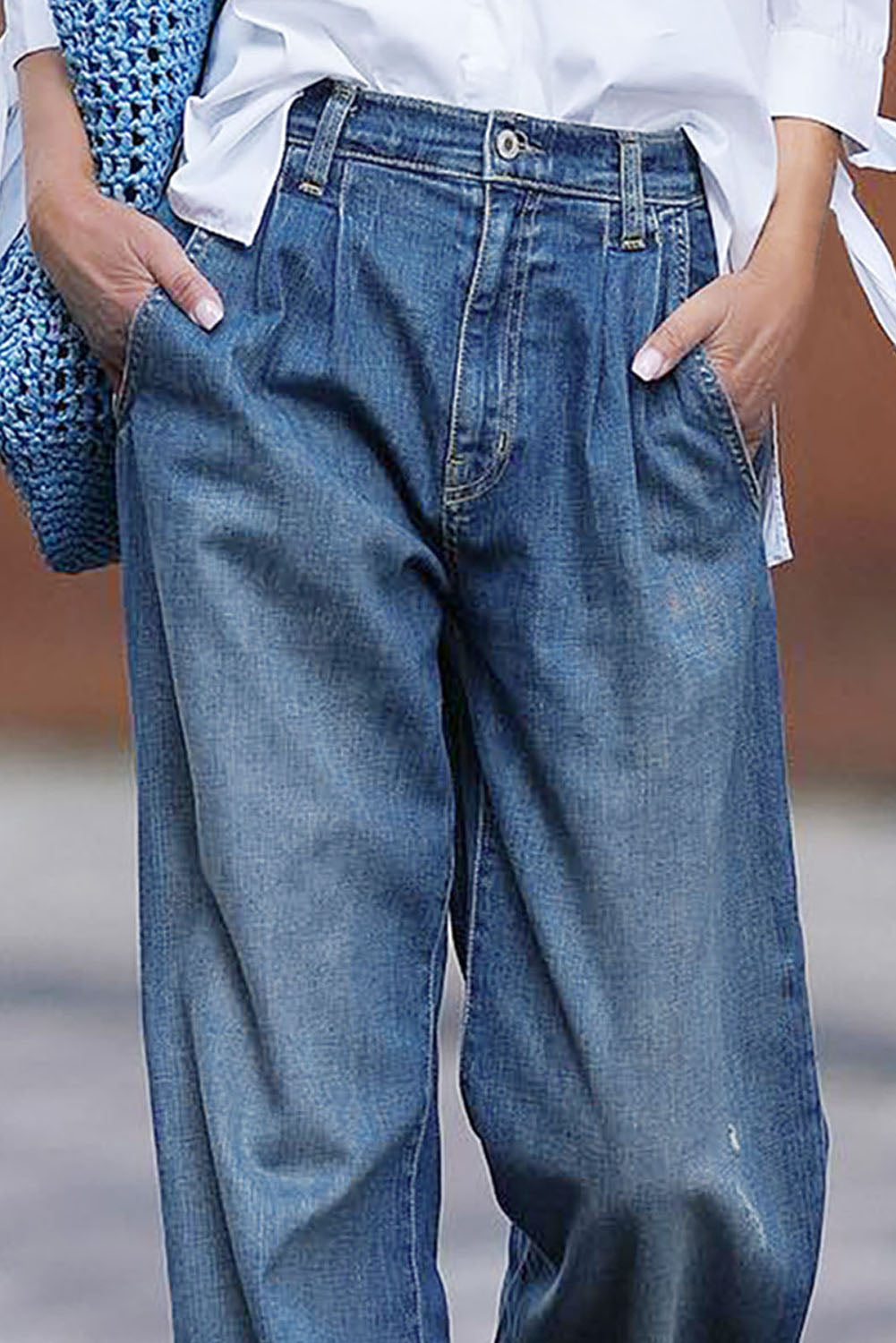 Blue loose Fit Wide Leg Jeans