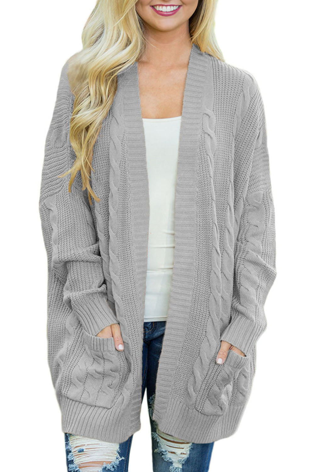 Knit Textured Long Cardigan (Up to size 4X)