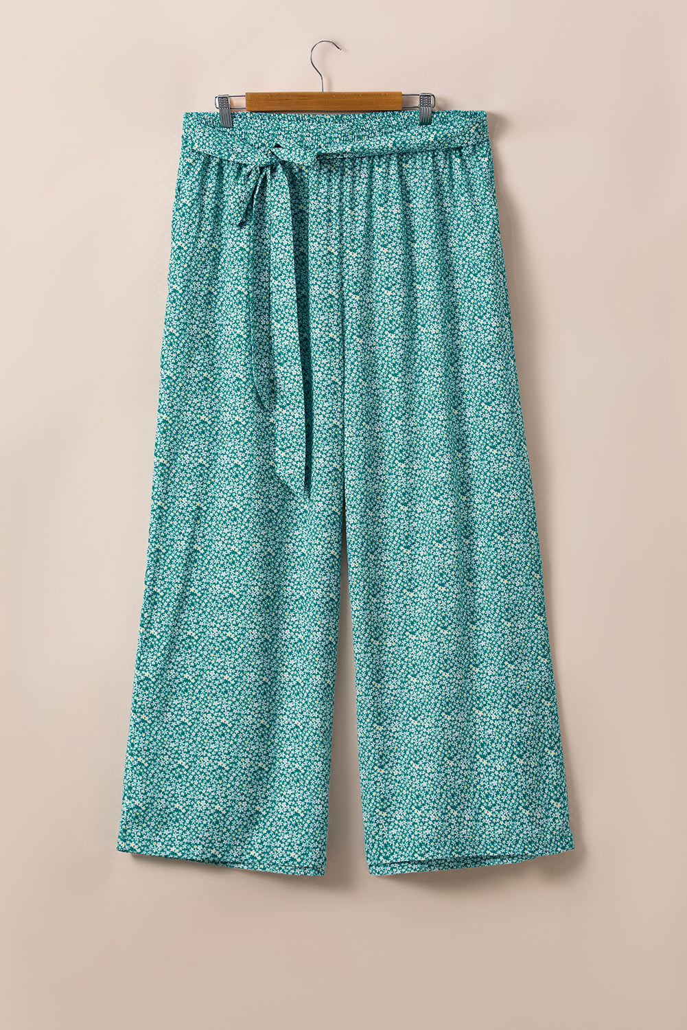 Green Plus Size Floral Wide Leg Pants