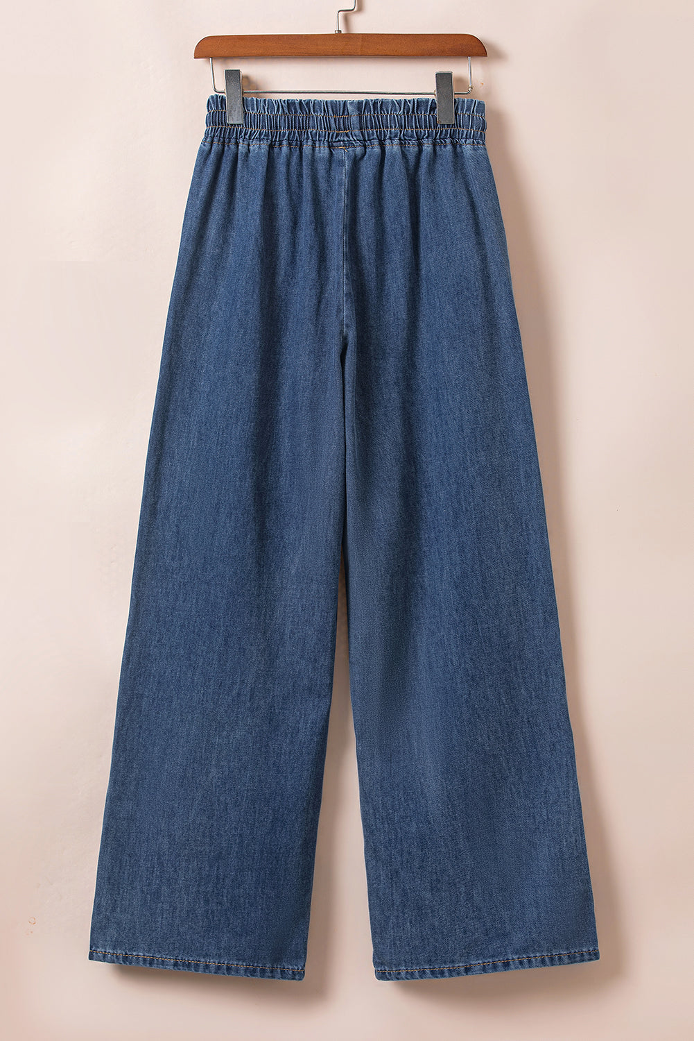 Washed Out Drawstring Waist Wide Leg Jeans