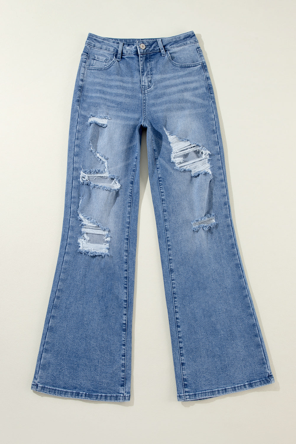 Acid Wash Distressed High Waist Jeans