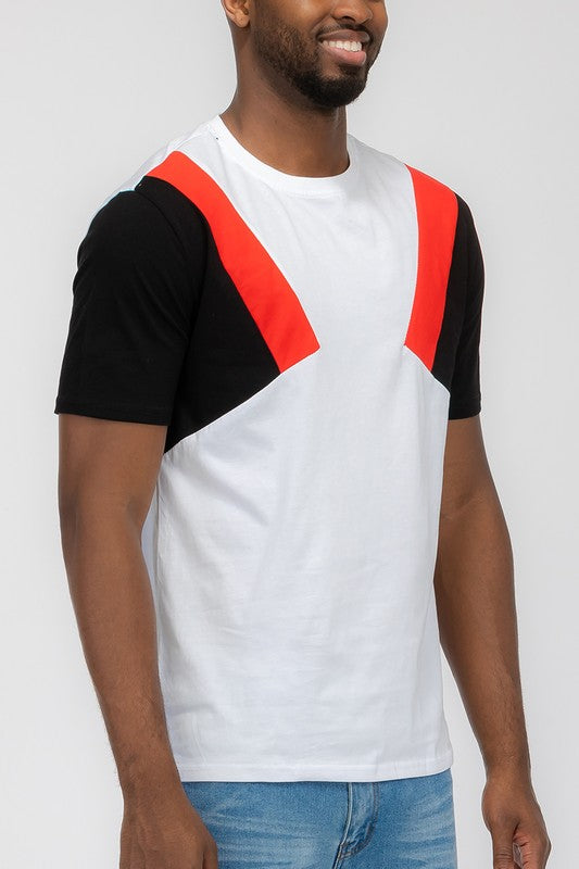 Color Block Stripe Short Sleeve Tshirt