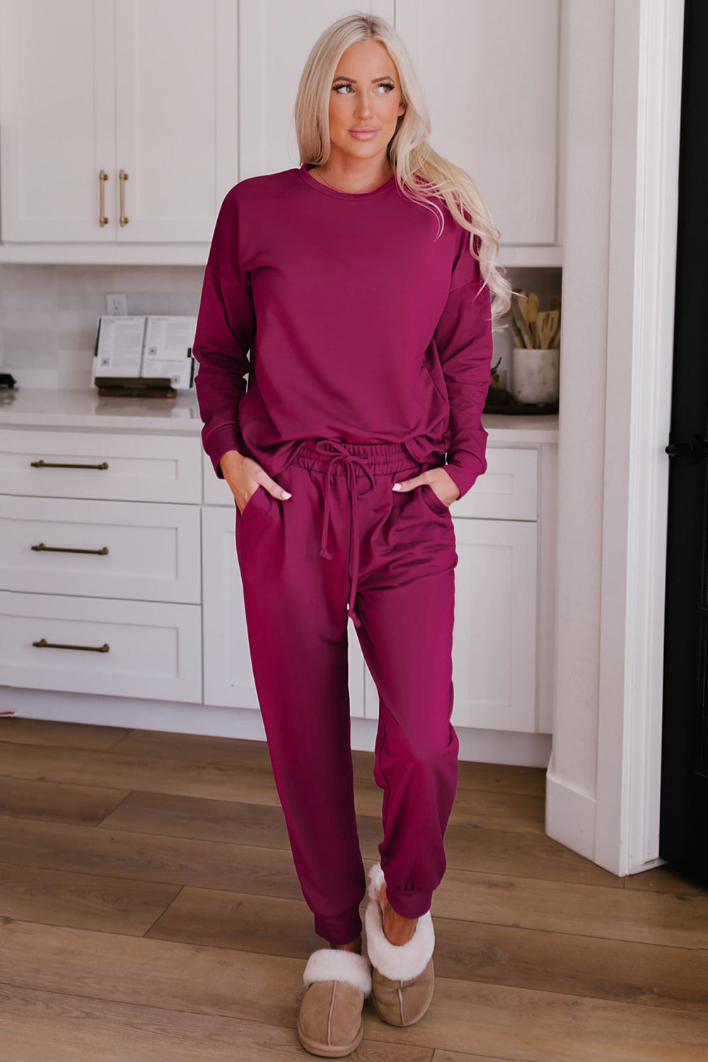 Long Sleeve Pullover Loungewear Set (Curvy Sizes)