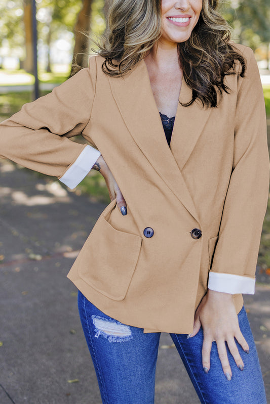 2-Button Lapel Collar Blazer with Pockets