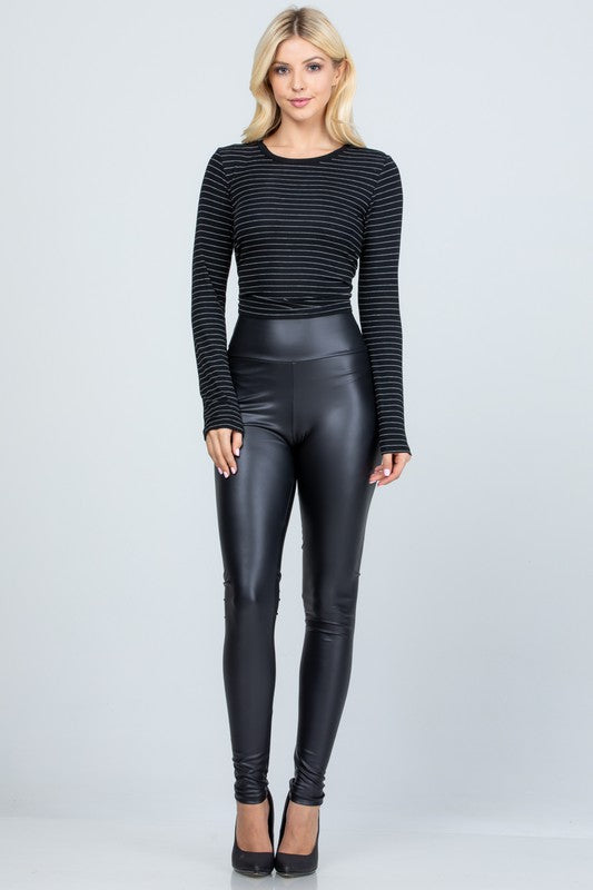 High waist PU leather leggings