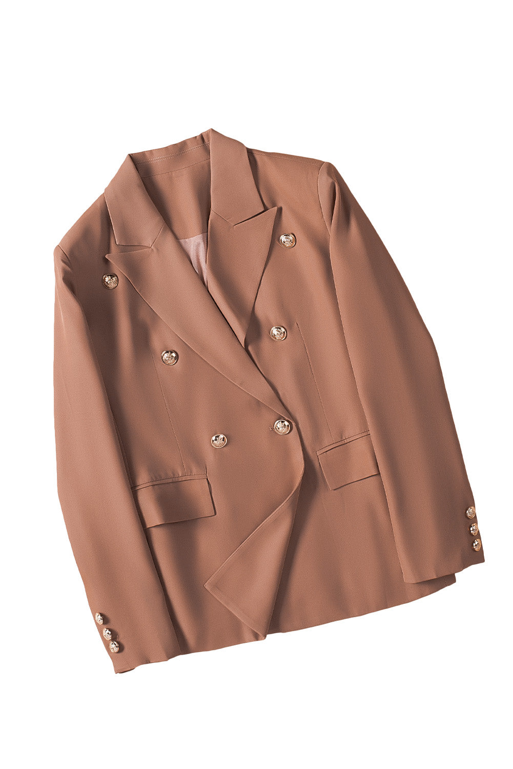 Double Breasted Casual Brown Blazer for Women