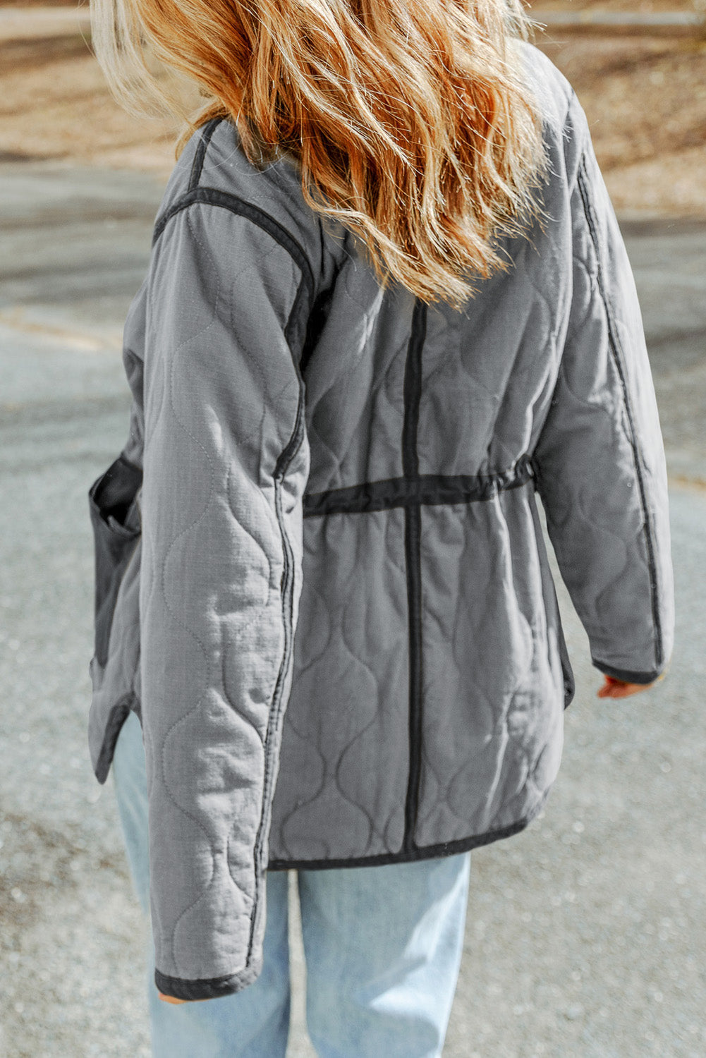 Thick Stitching Quilted Drawstring Jacket(Available in Plus Size)