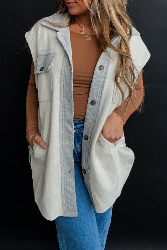 Light Grey Flap Pocket Jacket Vest(Available In Plus Sizes)