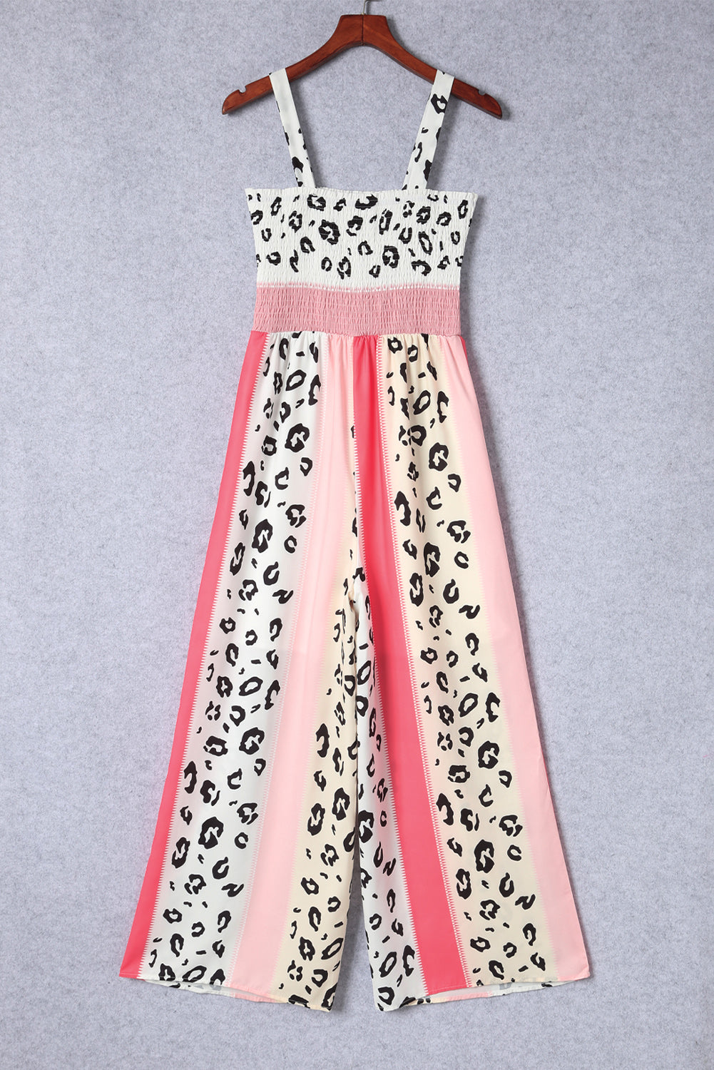 Pink Leopard Color Print Pocketed Jumpsuit