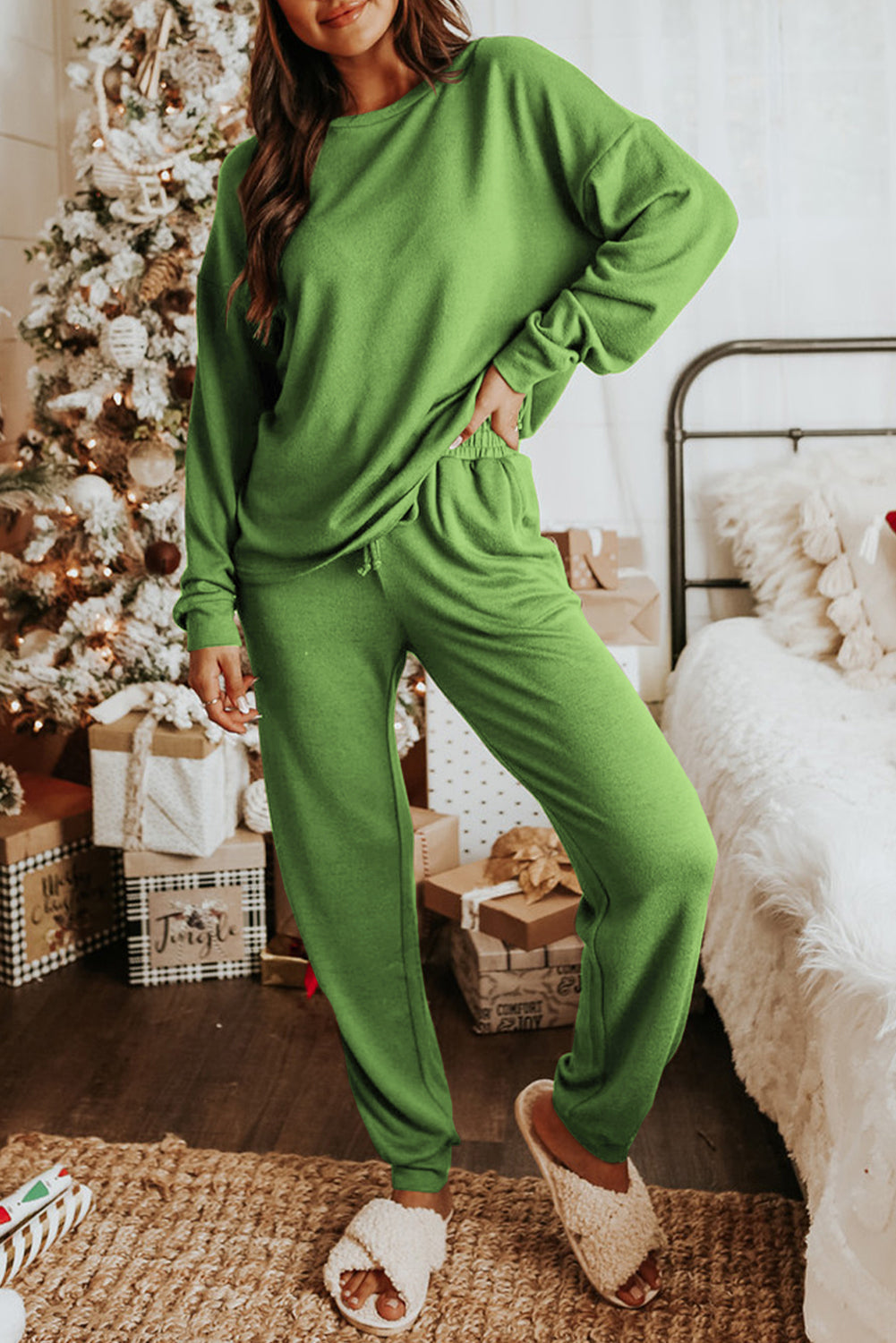 Long Sleeve Pullover Loungewear Set (Curvy Sizes)