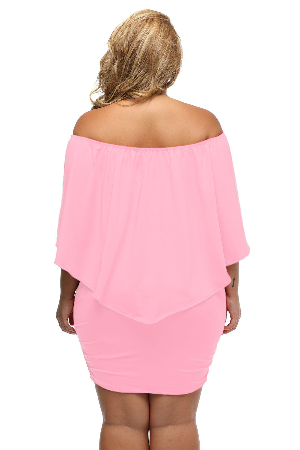 Plus Size Layered Pink Poncho Mini Dress