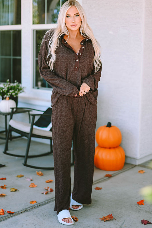 Brown Top and Pants Lounge Set