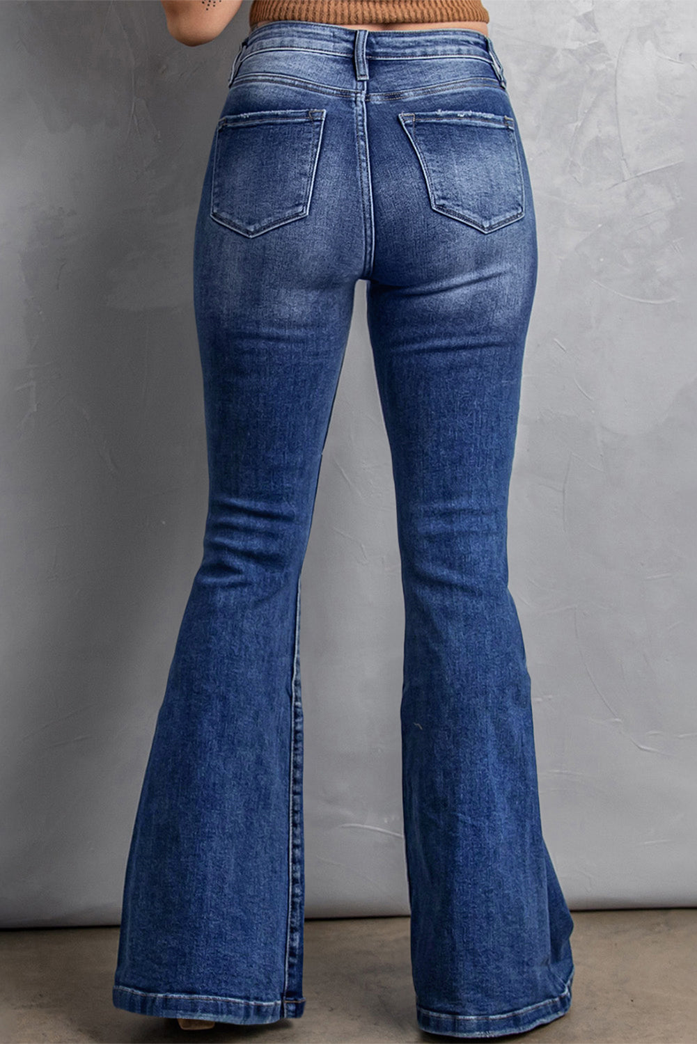 Plus Size Stitch Washed Flare Jeans