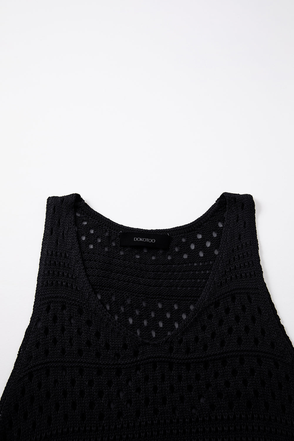 Black Hollow Out Crochet Cover Up