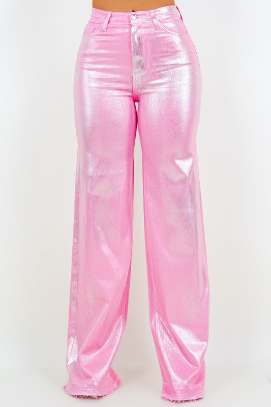 Metallic Wide Leg Punk Jeans