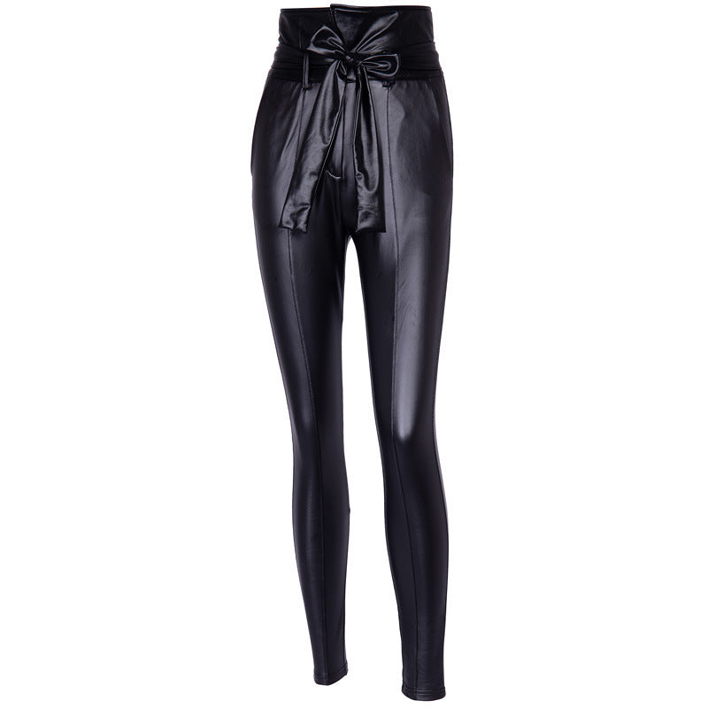 High waist Dressy pencil pants PU leather(May run small look at Size chart)