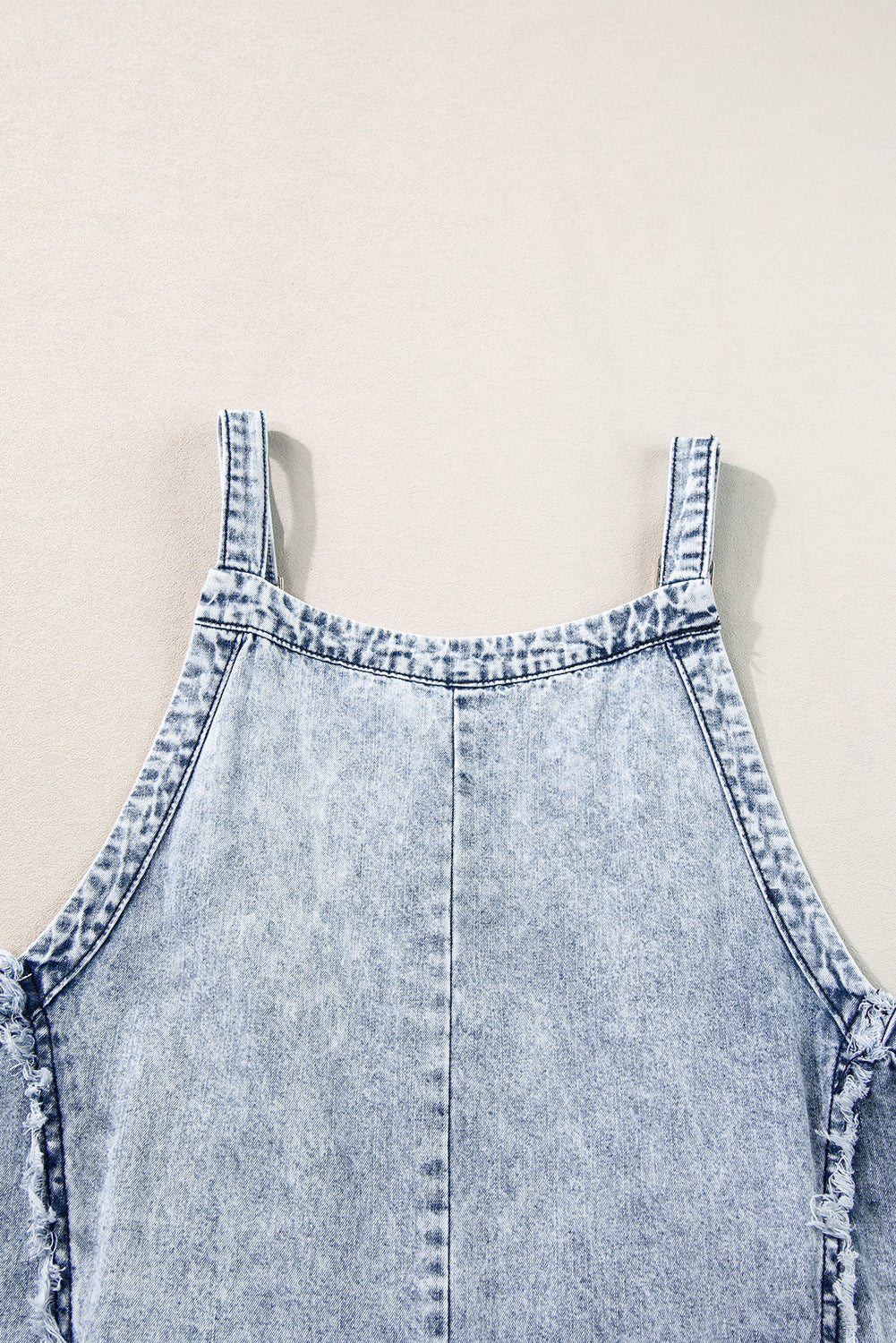 Light Wash Exposed Seam Denim Overalls