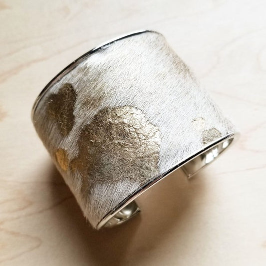 Gold and Cream Metallic Cuff Bangle Bracelet