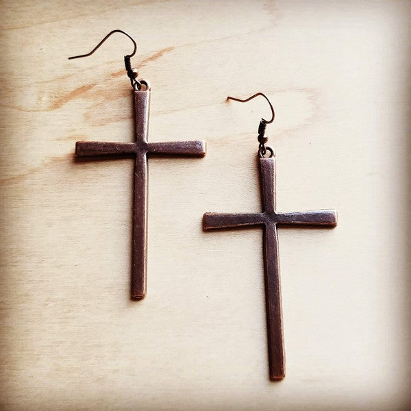 Copper Cross Earrings