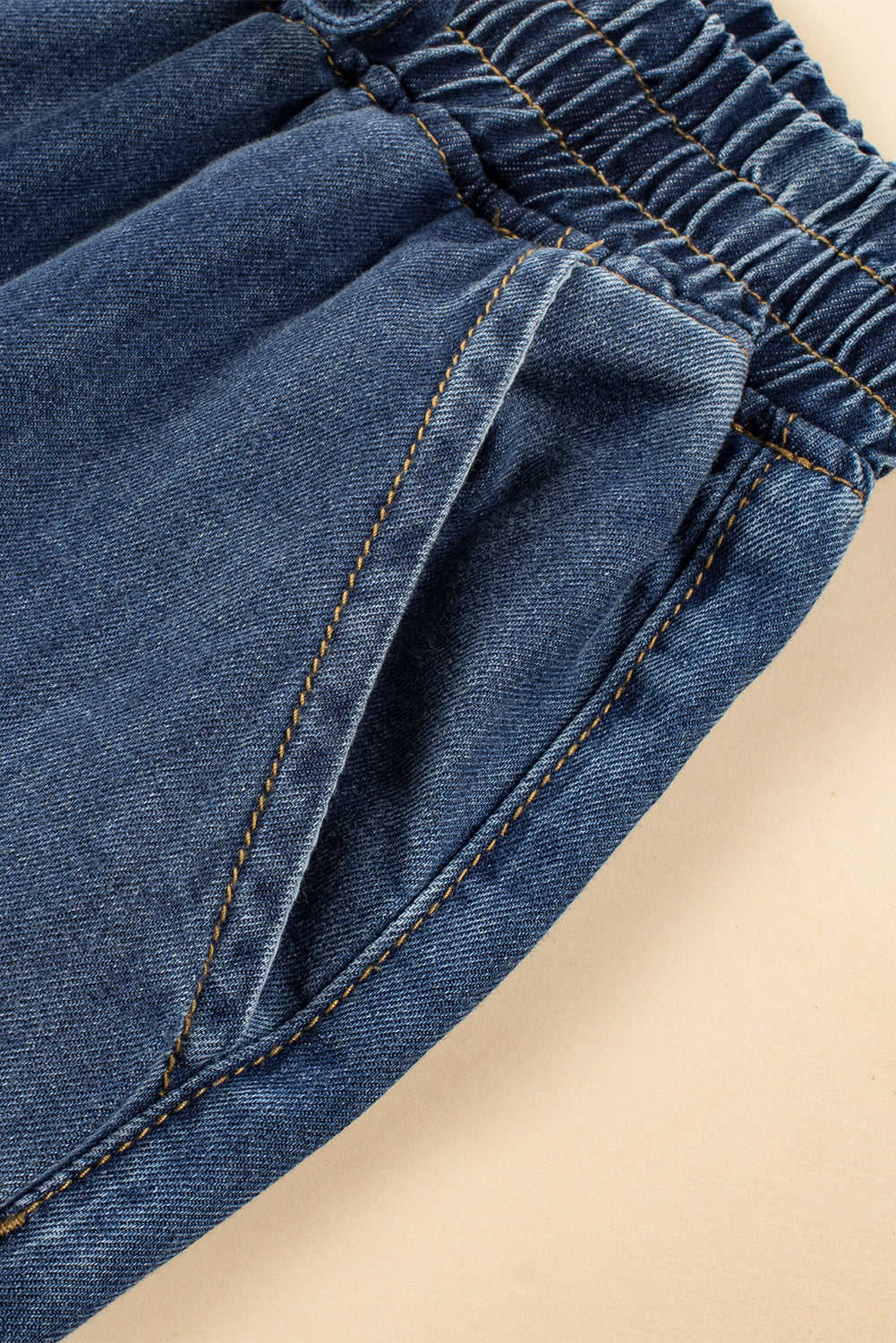 Washed Out Drawstring Waist Wide Leg Jeans