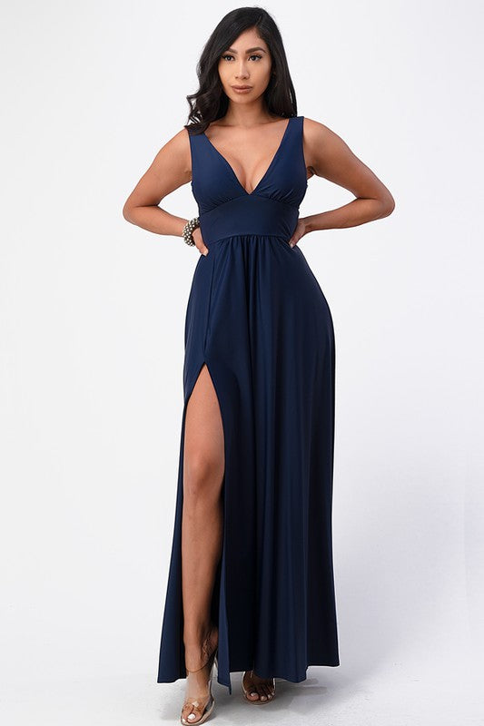 Deep V Neck A line dress