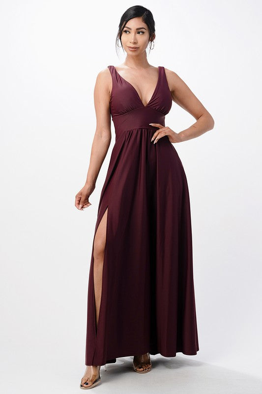 Deep V Neck A line dress