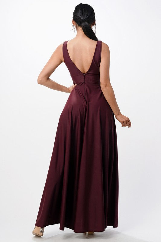 Deep V Neck A line dress