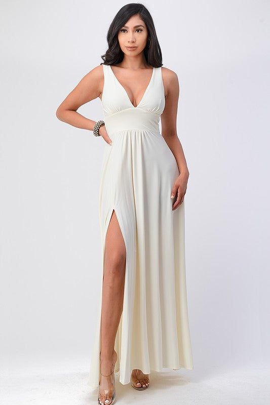 Deep V Neck A line dress