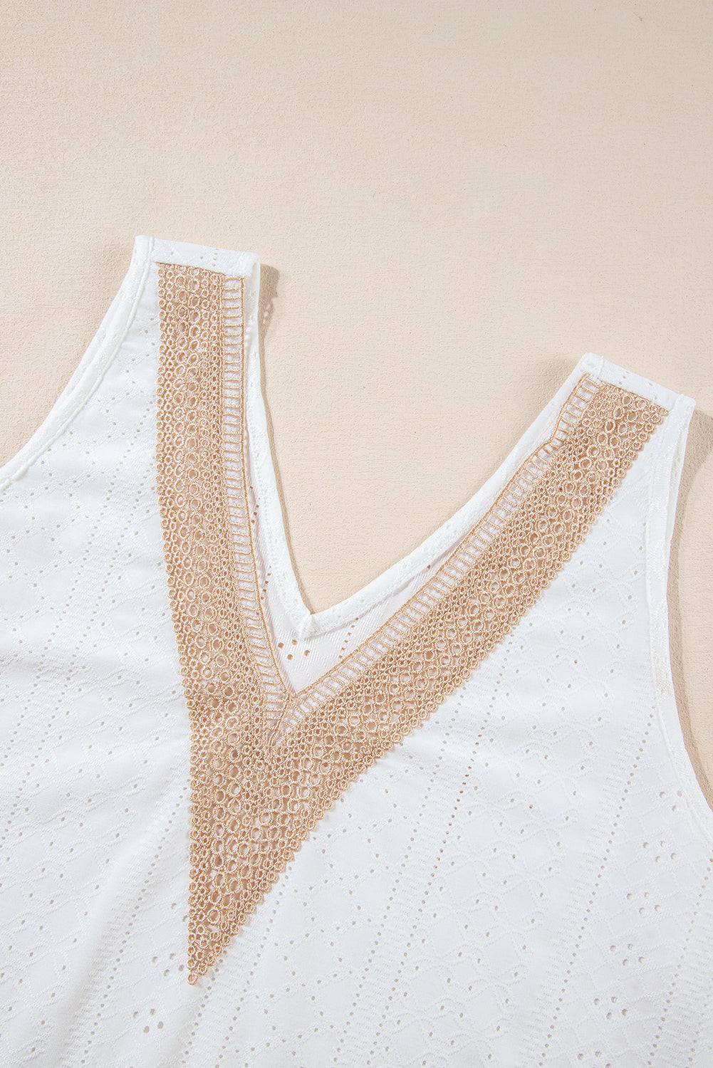 White Plus Size Lace Trim Tank Top