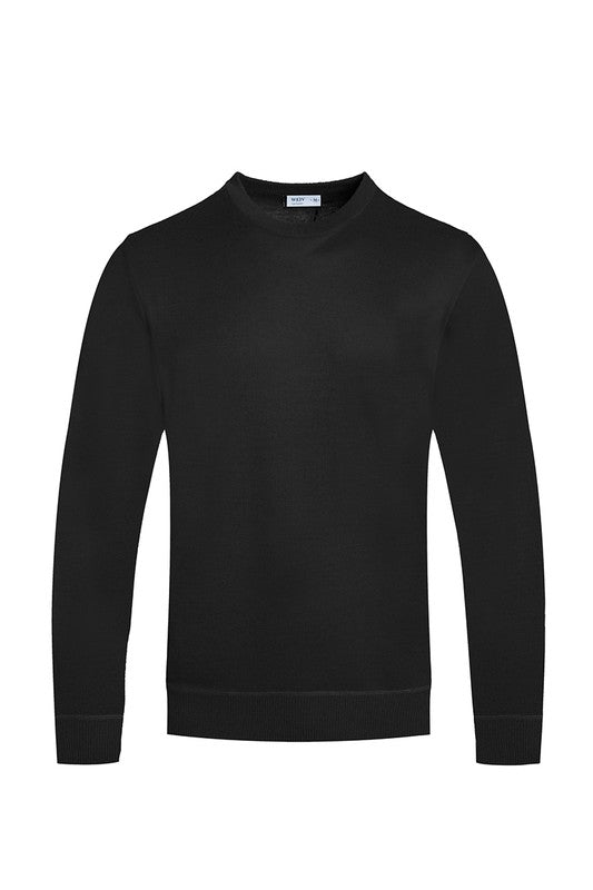 Solid Color Round Neck Sweater