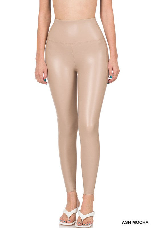 Sexy High Rise Faux Leather Leggings (Various Colors)