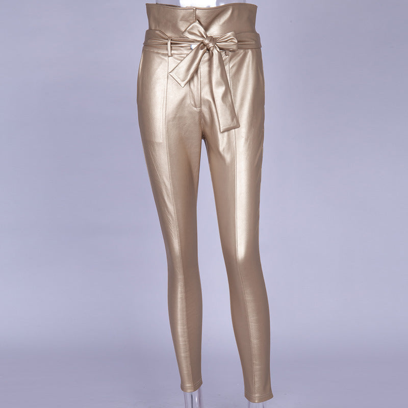 High waist Dressy pencil pants PU leather(May run small look at Size chart)