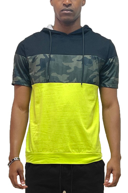 Color Block Hooded Shirt