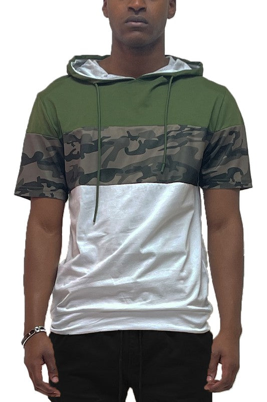 Color Block Hooded Shirt