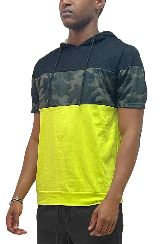 Color Block Hooded Shirt