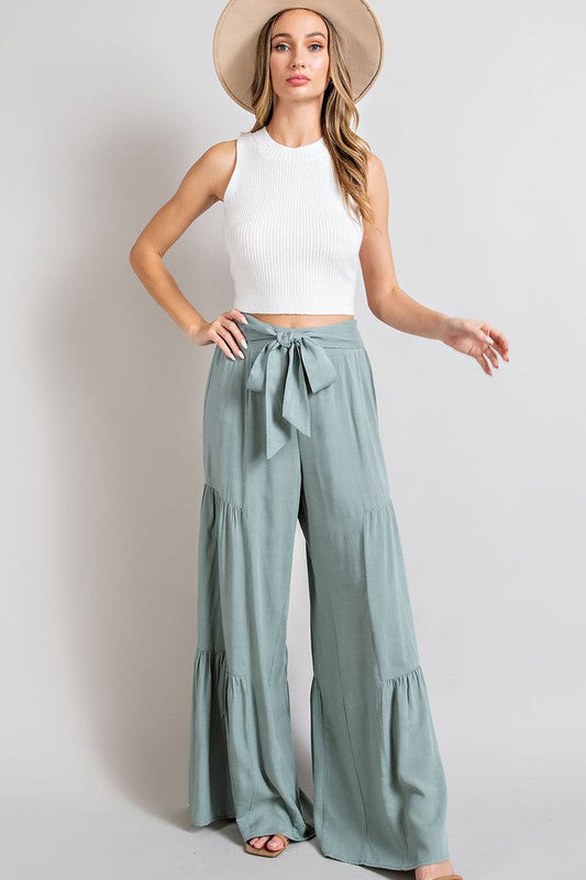 Tiered Dressy Wide Pants