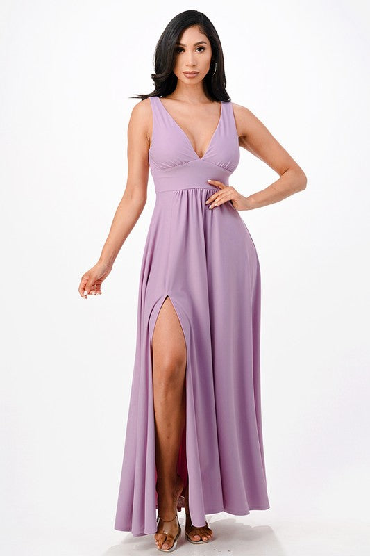 Deep V Neck A line dress