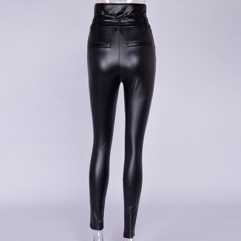 High waist Dressy pencil pants PU leather(May run small look at Size chart)