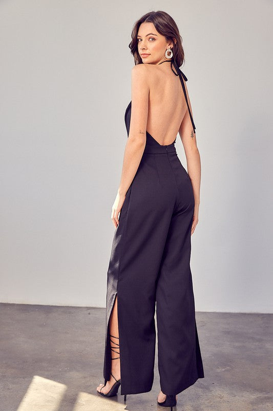 V-Neck Wide Leg Jumpsuit