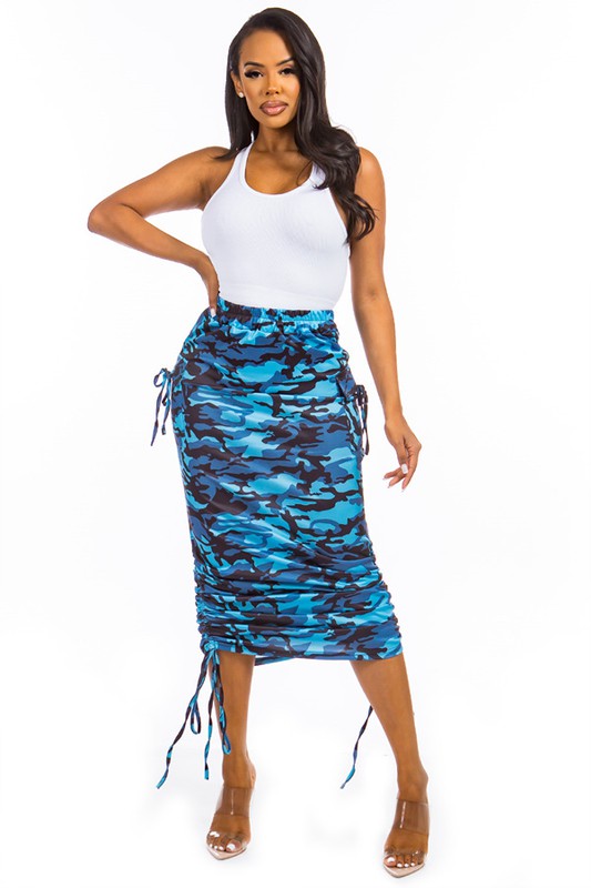 Rock Wit Me Blue Camo Maxi Skirt