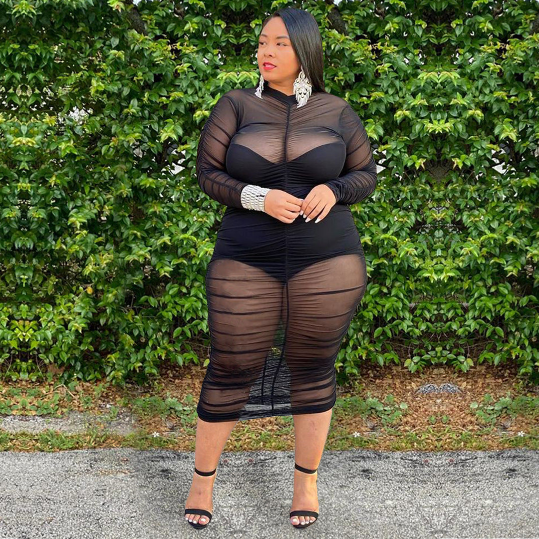 Plus Size Sexy Mesh Bodycon Dress