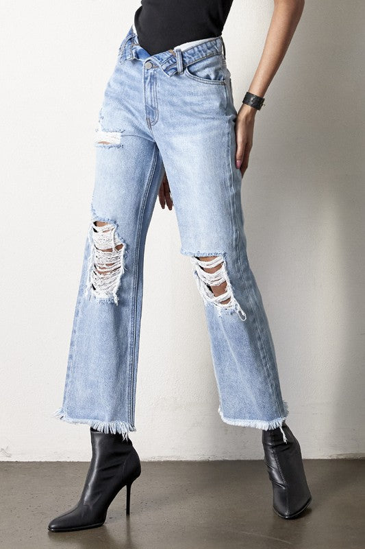 Flip Waist Straight Jeans