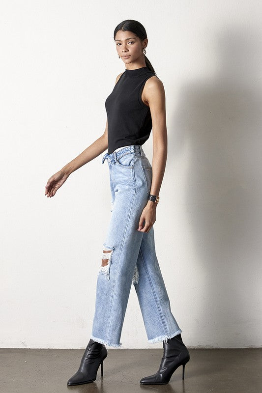 Flip Waist Straight Jeans