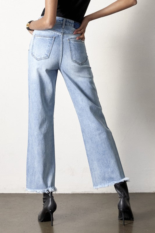 Flip Waist Straight Jeans