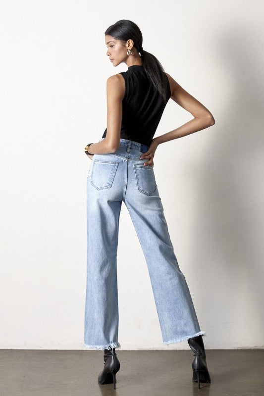 Flip Waist Straight Jeans