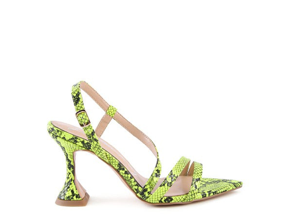 Snake Print Spool Heel Sandals