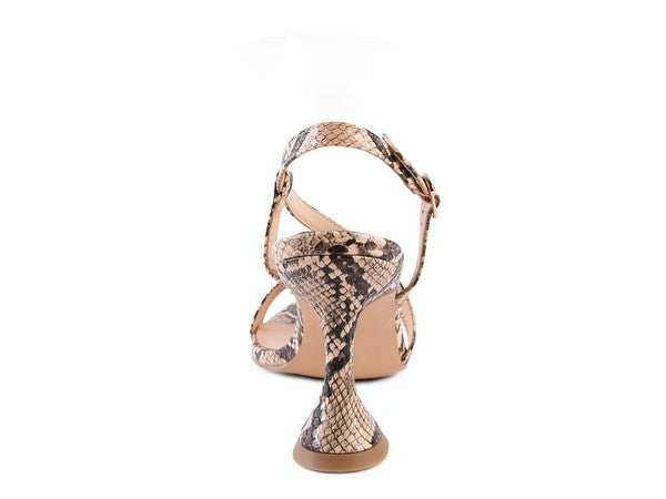 Snake Print Spool Heel Sandals