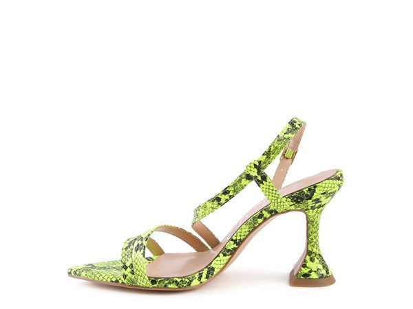 Snake Print Spool Heel Sandals