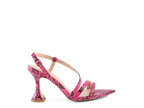 Snake Print Spool Heel Sandals