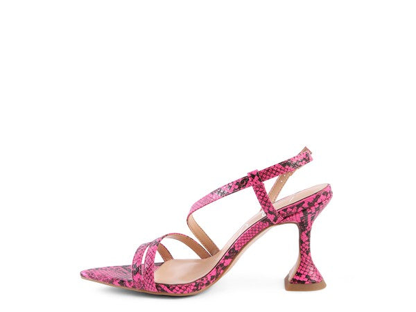 Snake Print Spool Heel Sandals